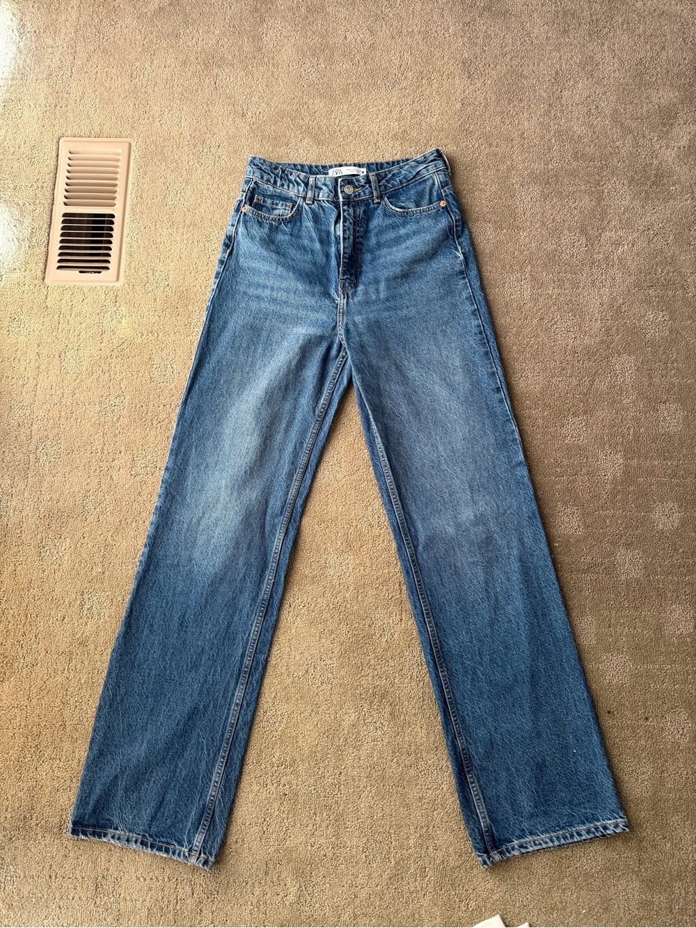 Zara High Rise Straight-Leg Blue Jeans